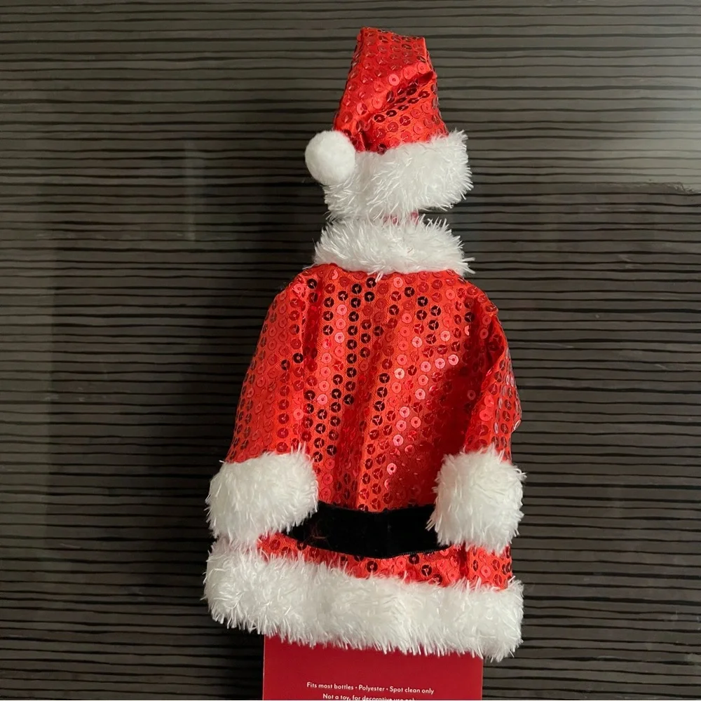 Santa bottle gift bag with topper NWT